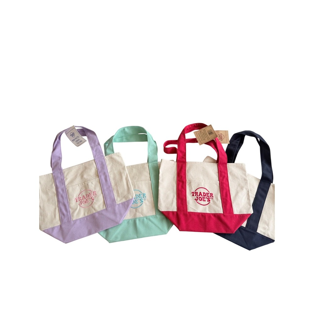 NWT Trader Joe's Limited Edition Mini Canvas Tote Bag Set